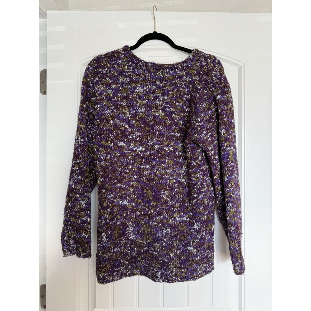 Jimmy Garcia VTG Purple‎ Multi Speckled Knit Sweater Women's M Crewneck 90s